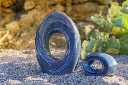 Handmade Cremation Keepsake Urn "The Passage" - Small Urn | Blue Melange | Ceramic - Pulvis Art Urns