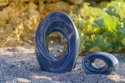 Handmade Cremation Keepsake Urn "The Passage" - Small Urn | Blue Melange | Ceramic - Pulvis Art Urns