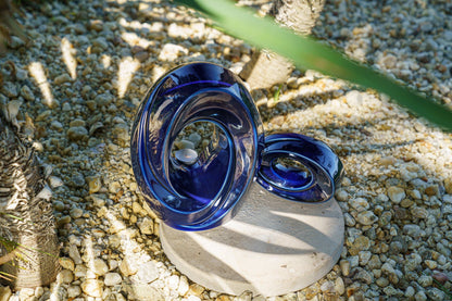 Handmade Cremation Keepsake Urn "The Passage" - Small Urn | Cobalt Metallic | Ceramic - Pulvis Art Urns