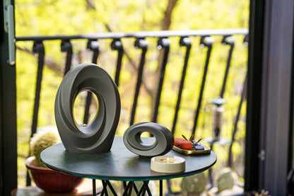 Handmade Cremation Keepsake Urn "The Passage" - Small Urn | Gray Matte | Ceramic - Pulvis Art Urns