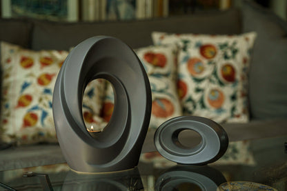 Handmade Cremation Keepsake Urn "The Passage" - Small Urn | Gray Matte | Ceramic - Pulvis Art Urns