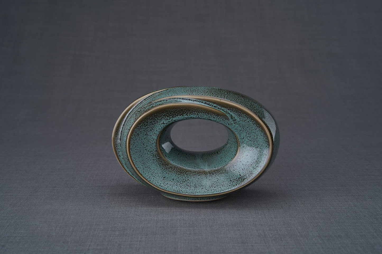 
                  
                    Handmade Cremation Keepsake Urn "The Passage" - Small | Oily Green Melange | Ceramic
                  
                