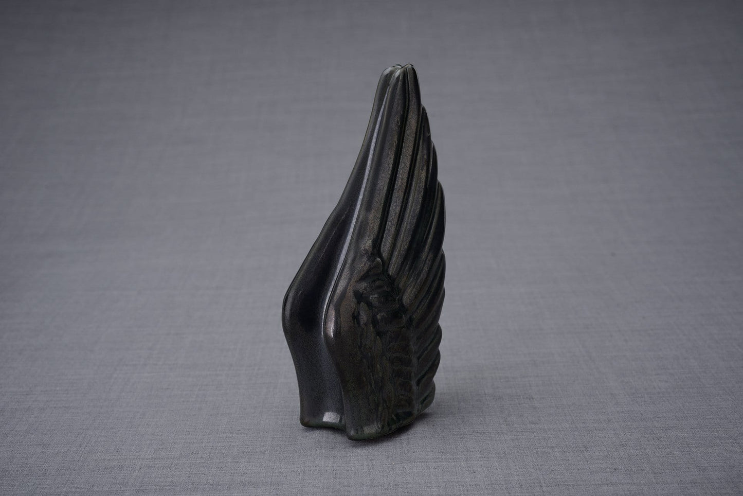 Wings Handmade Cremation Keepsake Urn for Ashes, color Black Melange-Pulvis Art Urns