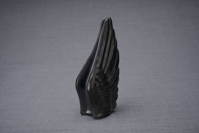 Wings Handmade Cremation Keepsake Urn for Ashes, color Black Melange-Pulvis Art Urns