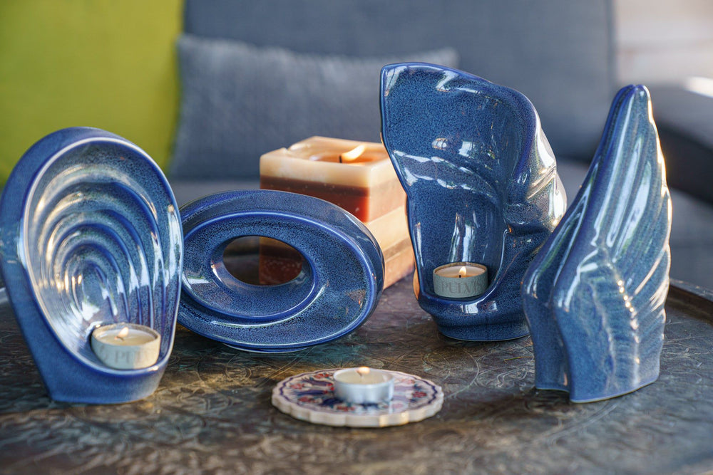 
                  
                    Pulvis Art Urns Keepsake Urn Handmade Cremation Keepsake Urn "Wings" - Small | Blue Melange | Ceramic
                  
                
