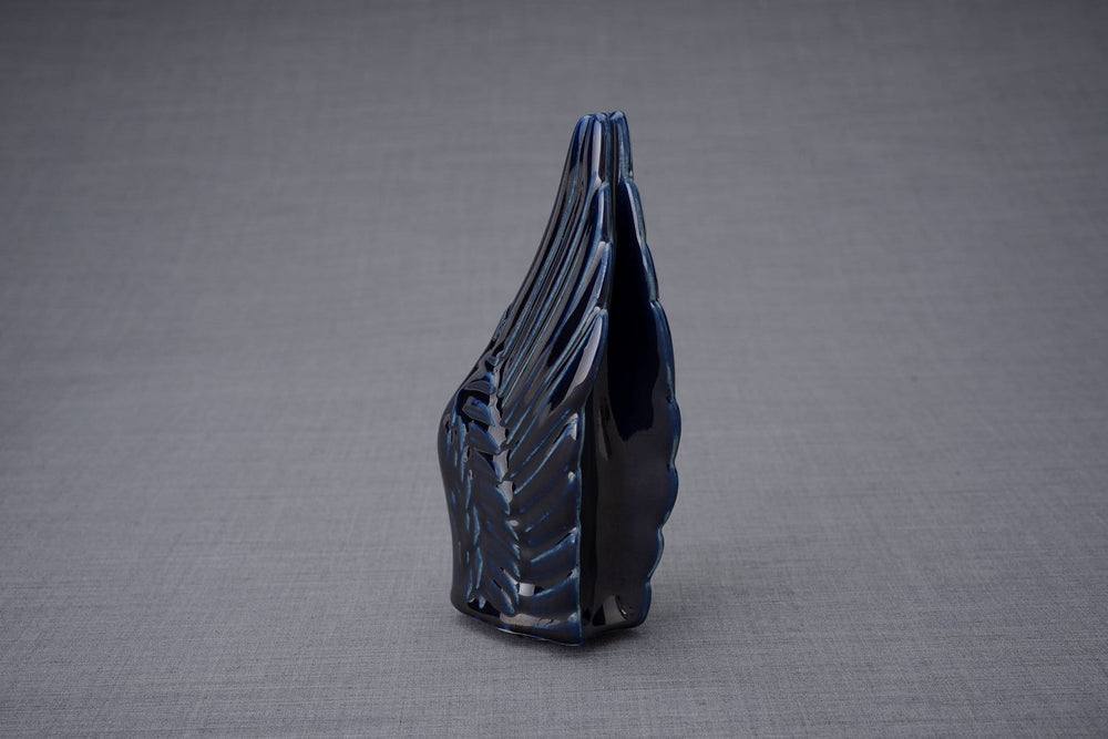 Wings Handmade Cremation Keepsake Urn for Ashes, color Cobalt Metallic-Pulvis Art Urns