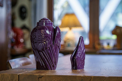 Handmade Cremation Keepsake Urn "Wings" - Small Urn | Violet | Ceramic - Pulvis Art Urns