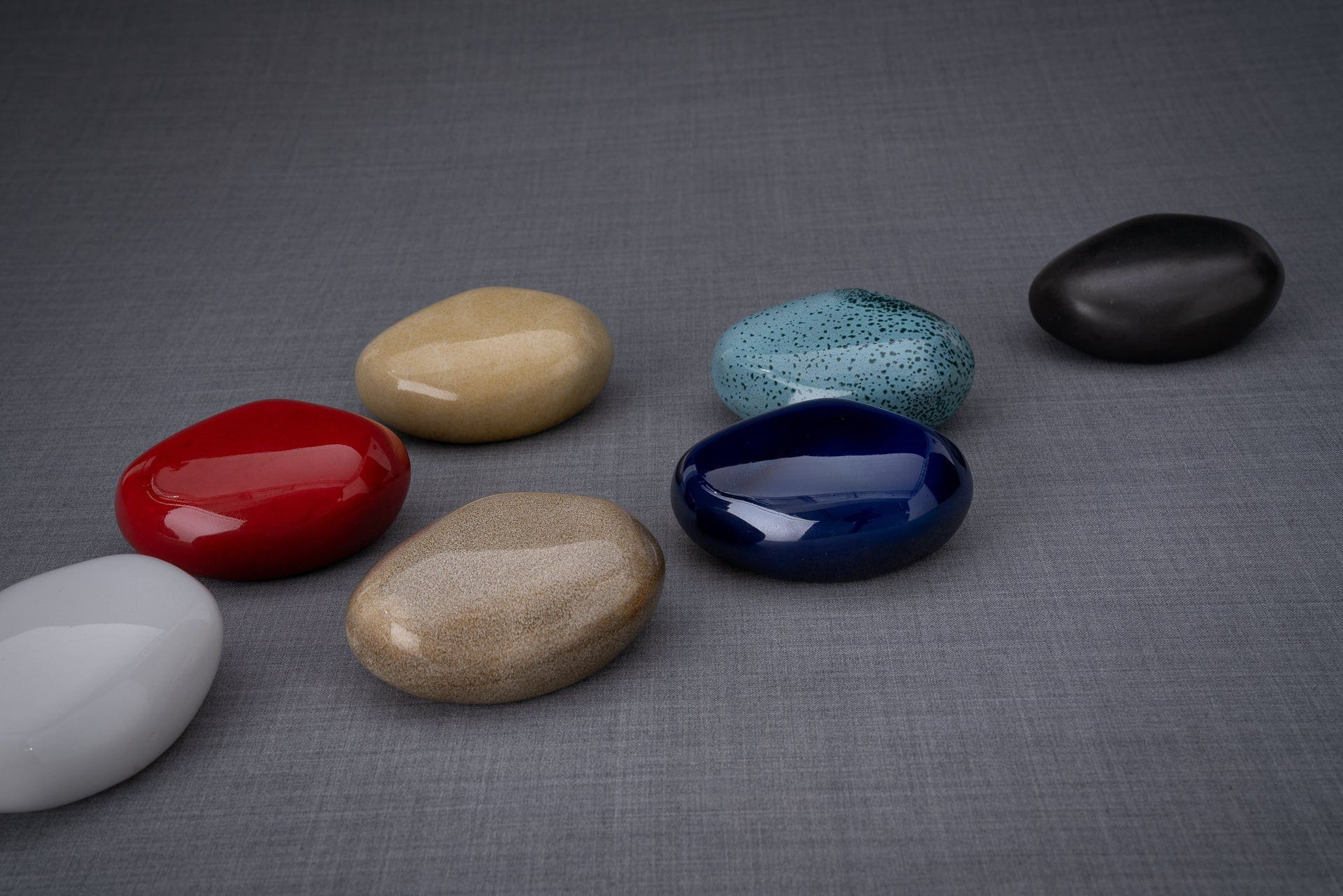 Handmade Mini Keepsake Urn "Palm Stone" - Cobalt Metallic | Mini Ceramic Urn - Pulvis Art Urns