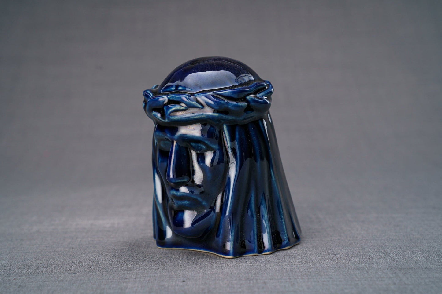 Pulvis Art Urns Keepsake Urn Handmade Mini Keepsake Urn "The Christ" - Cobalt Metallic | Ceramic