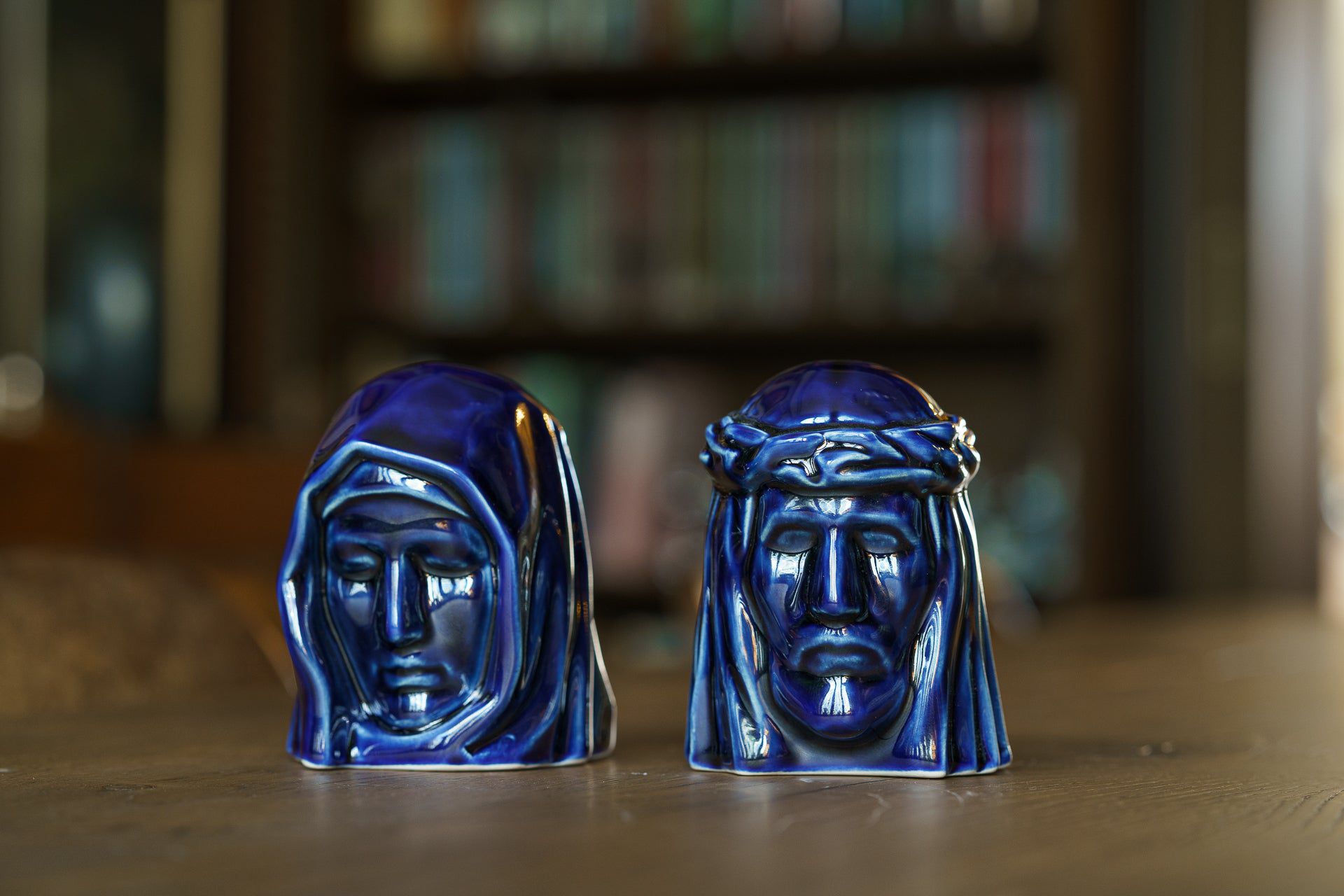 Handmade Mini Keepsake Urn "The Christ" - Cobalt Metallic | Ceramic Mini Urn - Pulvis Art Urns