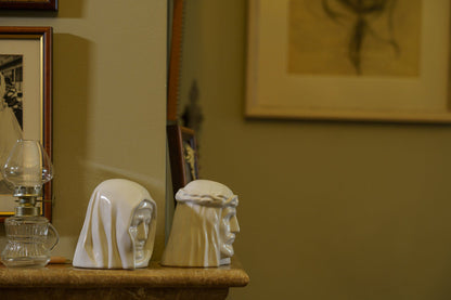 Handmade Mini Keepsake Urn "The Christ" - Craquelure | Ceramic Mini Urn - Pulvis Art Urns
