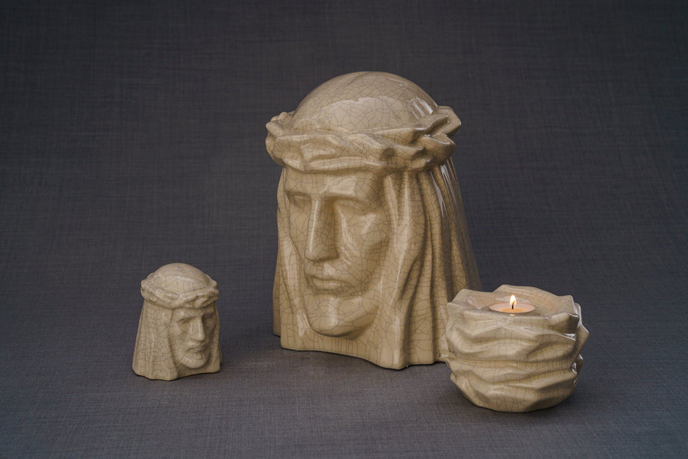 
                  
                    Pulvis Art Urns Keepsake Urn Handmade Mini Keepsake Urn "The Christ" - Oily Green | Ceramic
                  
                