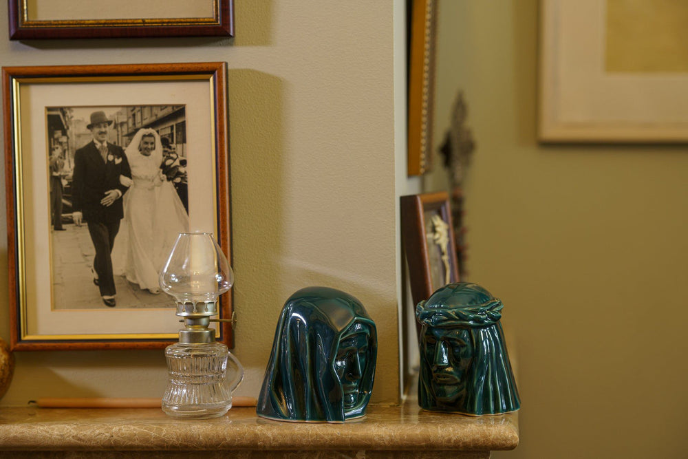 Pulvis Art Urns Keepsake Urn Handmade Mini Keepsake Urn "The Christ" - Oxide Green | Ceramic