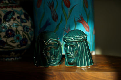 Handmade Mini Keepsake Urn "The Christ" - Oxide Green | Ceramic Mini Urn - Pulvis Art Urns