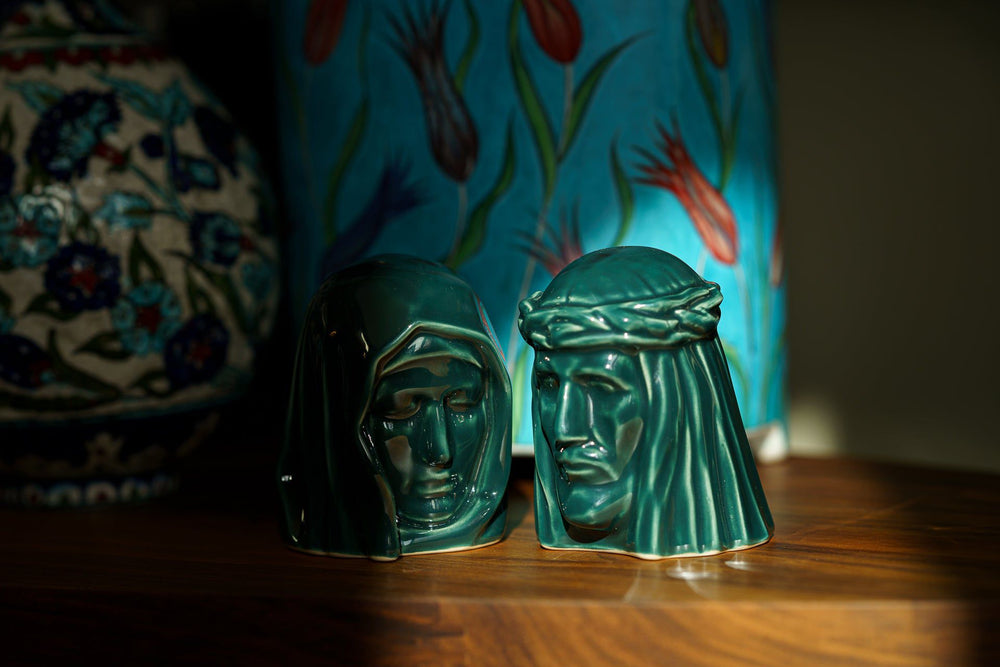 Pulvis Art Urns Keepsake Urn Handmade Mini Keepsake Urn "The Christ" - Oxide Green | Ceramic
