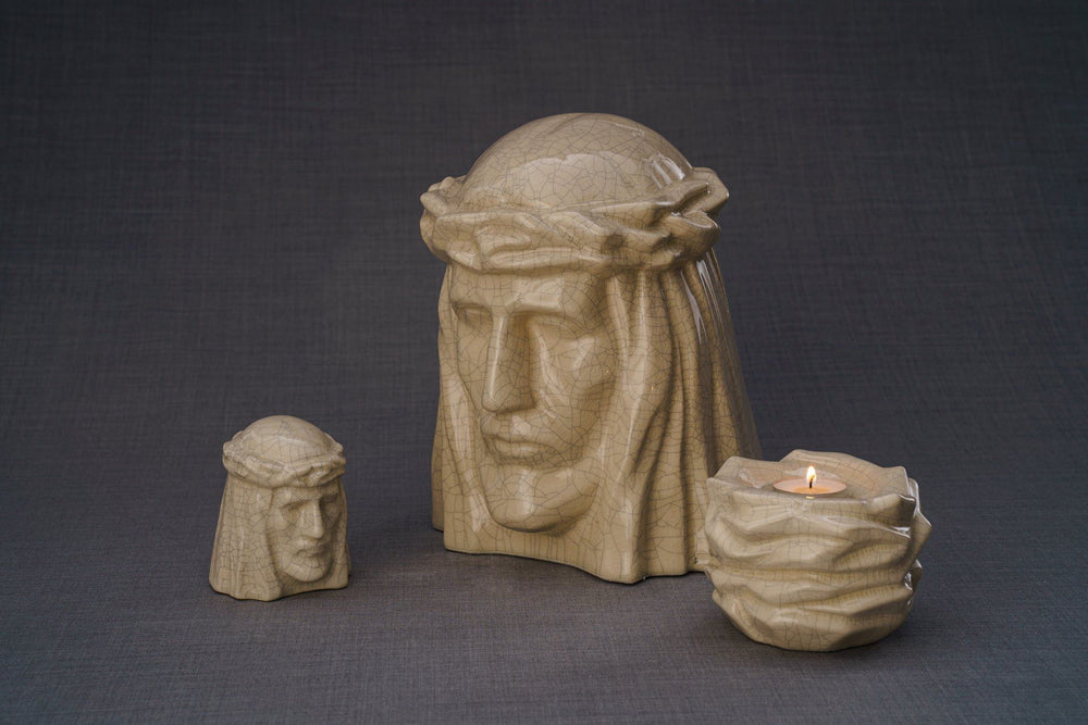 Pulvis Art Urns Keepsake Urn Handmade Mini Keepsake Urn "The Christ" - Transparent | Ceramic