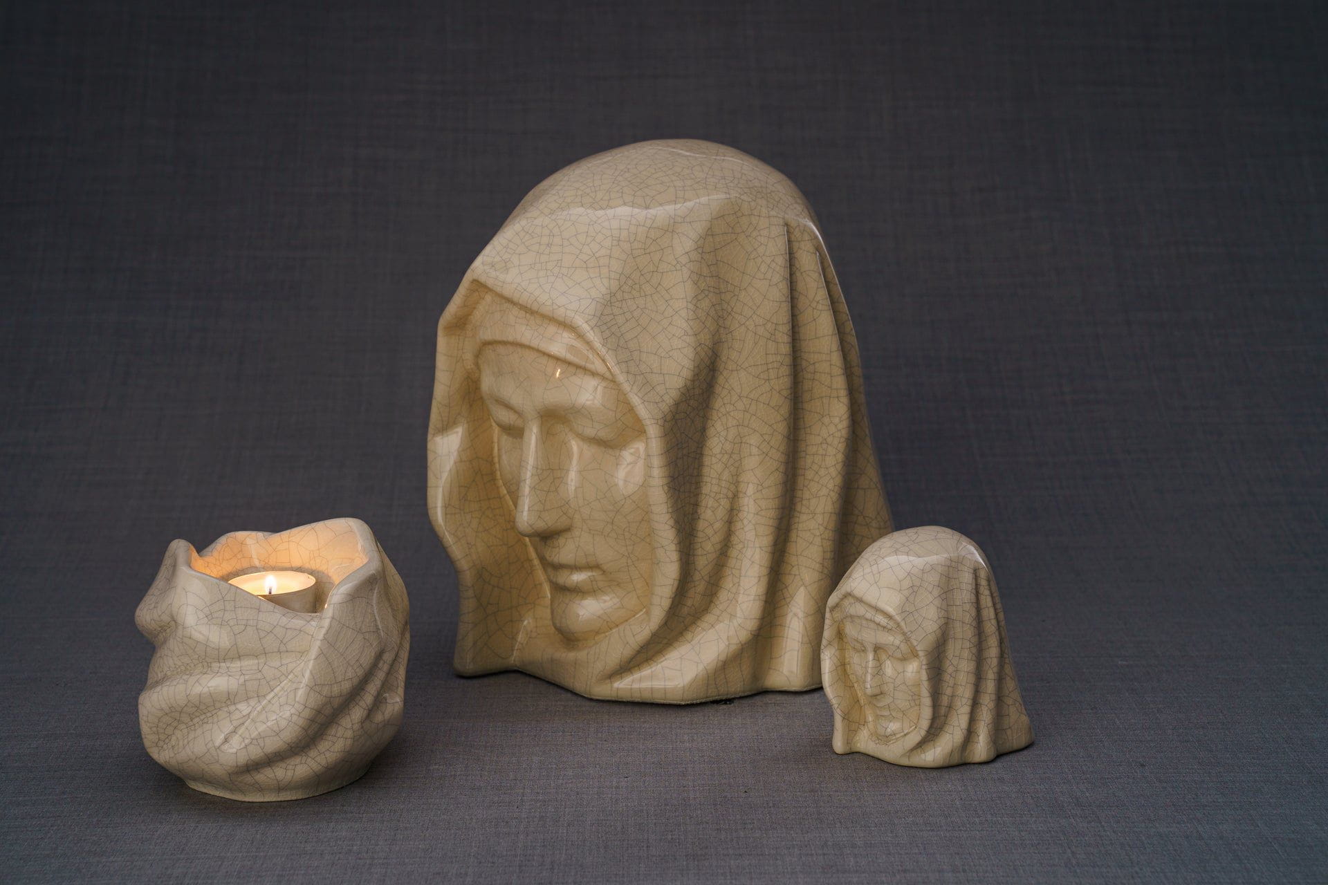 Handmade Mini Keepsake Urn "The Holy Mother" - Cobalt Metallic | Ceramic Mini Urn - Pulvis Art Urns