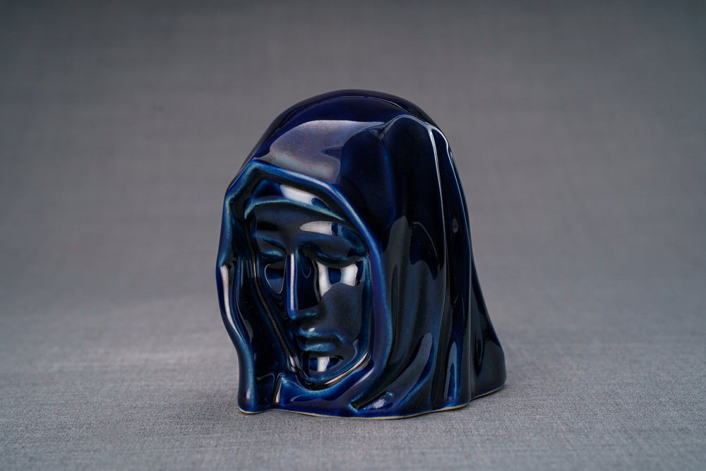 Pulvis Art Urns Keepsake Urn Handmade Mini Keepsake Urn "The Holy Mother" - Cobalt Metallic | Ceramic