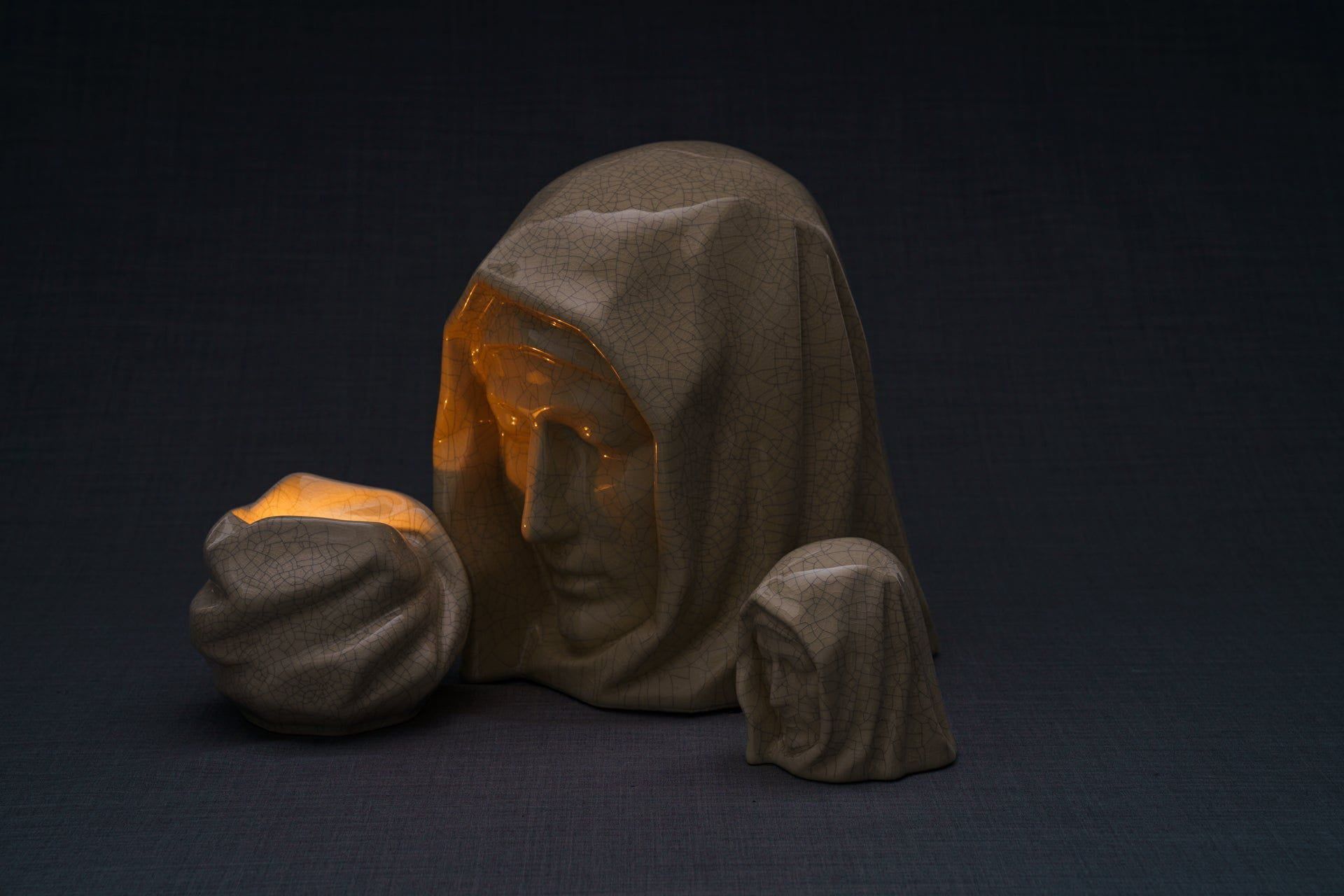 Handmade Mini Keepsake Urn "The Holy Mother" - Light Sand | Ceramic Mini Urn - Pulvis Art Urns