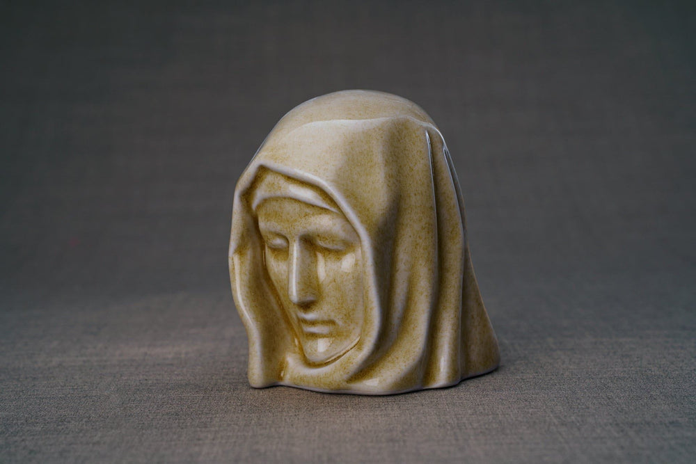 Pulvis Art Urns Keepsake Urn Handmade Mini Keepsake Urn "The Holy Mother" - Light Sand | Ceramic