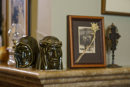 Handmade Mini Keepsake Urn "The Holy Mother" - Oily Green | Ceramic Mini Urn - Pulvis Art Urns