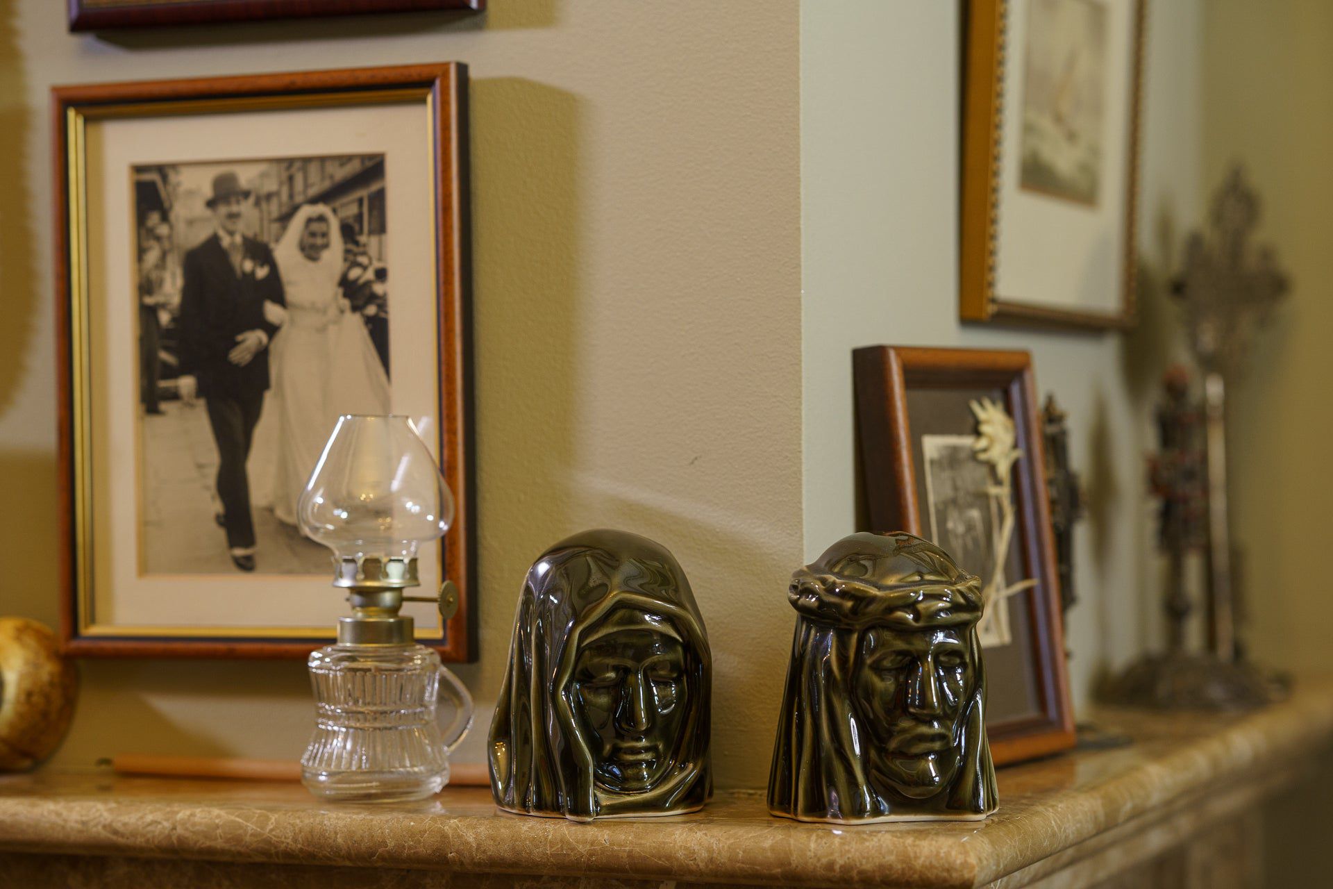 Handmade Mini Keepsake Urn "The Holy Mother" - Oily Green | Ceramic Mini Urn - Pulvis Art Urns