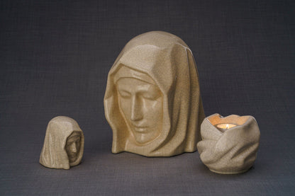 Handmade Mini Keepsake Urn "The Holy Mother" - Oxide Green | Mini Ceramic Urn - Pulvis Art Urns