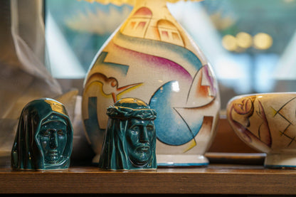 Handmade Mini Keepsake Urn "The Holy Mother" - Oxide Green | Mini Ceramic Urn - Pulvis Art Urns