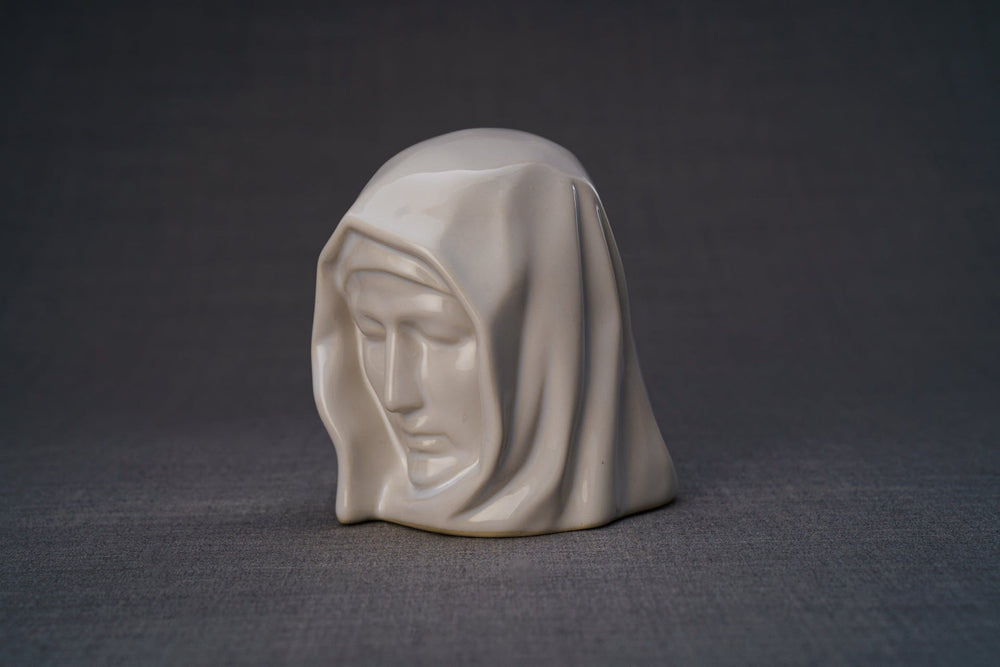 Pulvis Art Urns Keepsake Urn Handmade Mini Keepsake Urn "The Holy Mother" - White | Ceramic