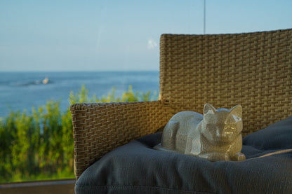 Cat Cremation Urn for Ashes - Craquelure | Ceramic | Handmade Pet Urn - Pulvis Art Urns