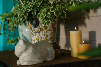 Cat Cremation Urn for Ashes - Craquelure | Ceramic | Handmade Pet Urn - Pulvis Art Urns