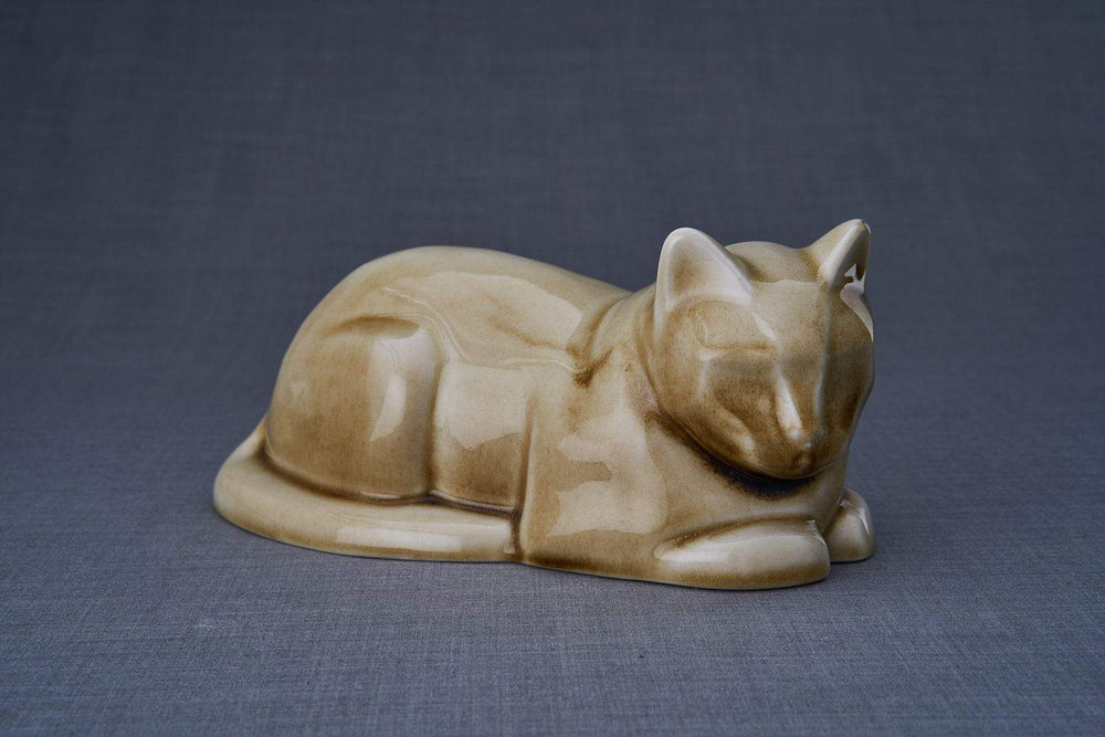 Cat Cremation Urn for Ashes - Dark Sand | Ceramic | Handmade