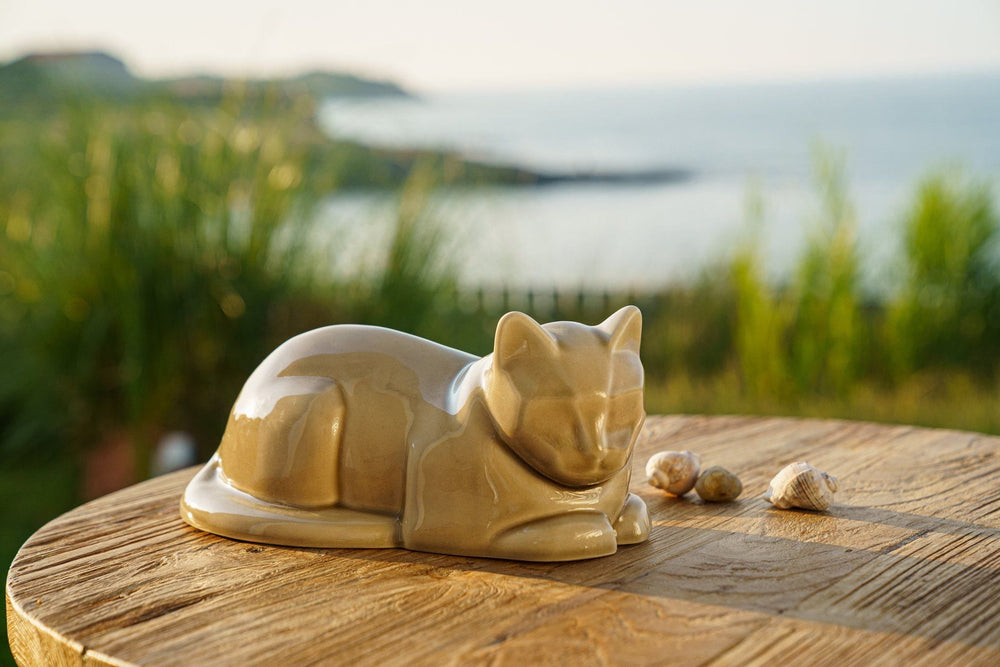 
                  
                    Cat Cremation Urn for Ashes - Dark Sand | Ceramic | Handmade
                  
                