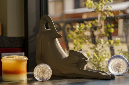 Cat Cremation Urn For Ashes "Grace" - Grey Matte | Ceramic Pet Urn - Pulvis Art Urns