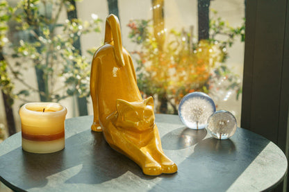Cat Cremation Urn For Ashes "Grace" - Аmber Yellow | Ceramic Pet Urn - Pulvis Art Urns