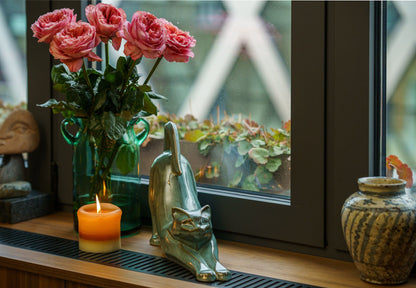 Cat Cremation Urn For Ashes "Grace" - Oily Green Melange | Ceramic Pet Urn - Pulvis Art Urns