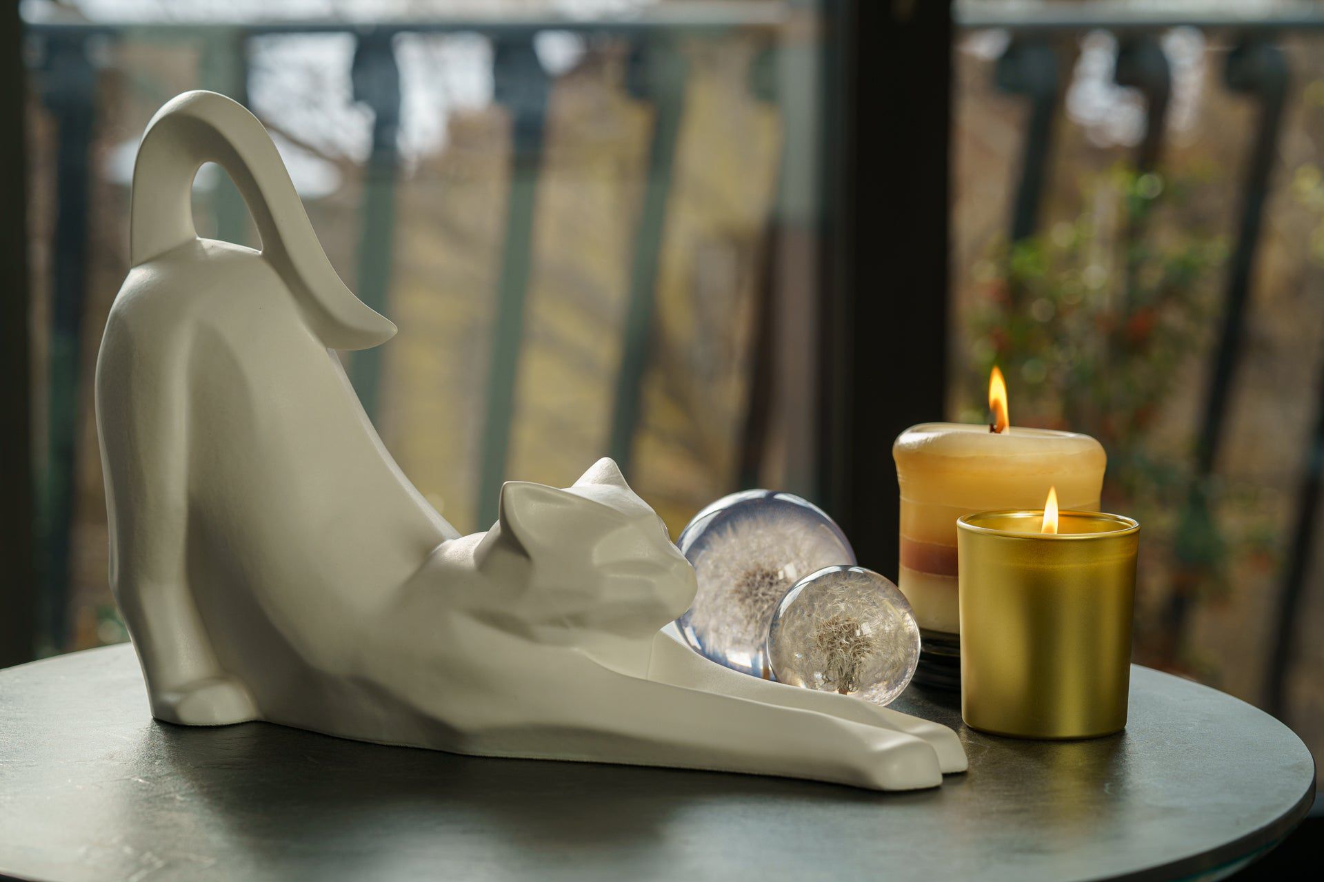 Cat Cremation Urn For Ashes "Grace" - White Matte | Ceramic Pet Urn - Pulvis Art Urns