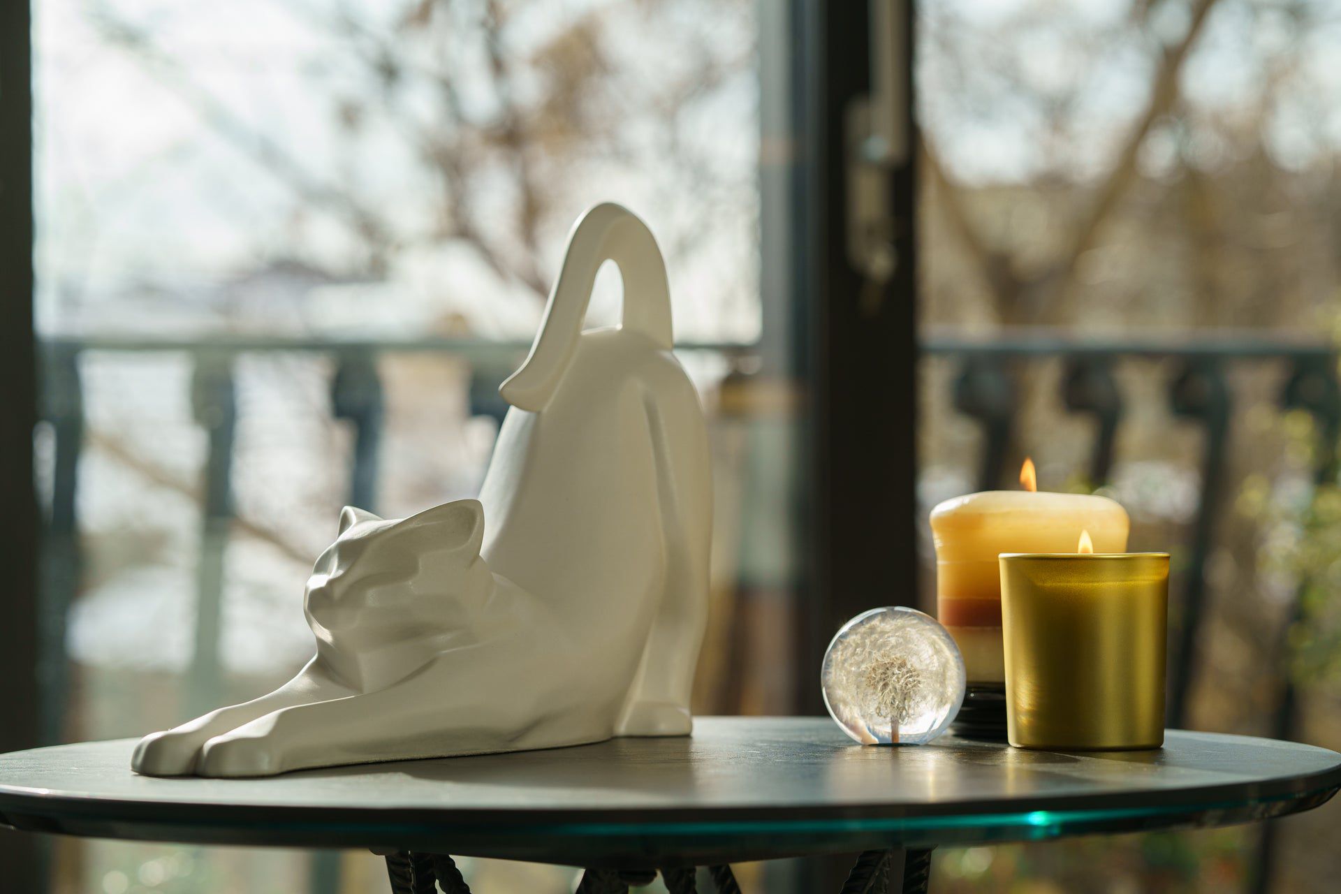 Cat Cremation Urn For Ashes "Grace" - White Matte | Ceramic Pet Urn - Pulvis Art Urns