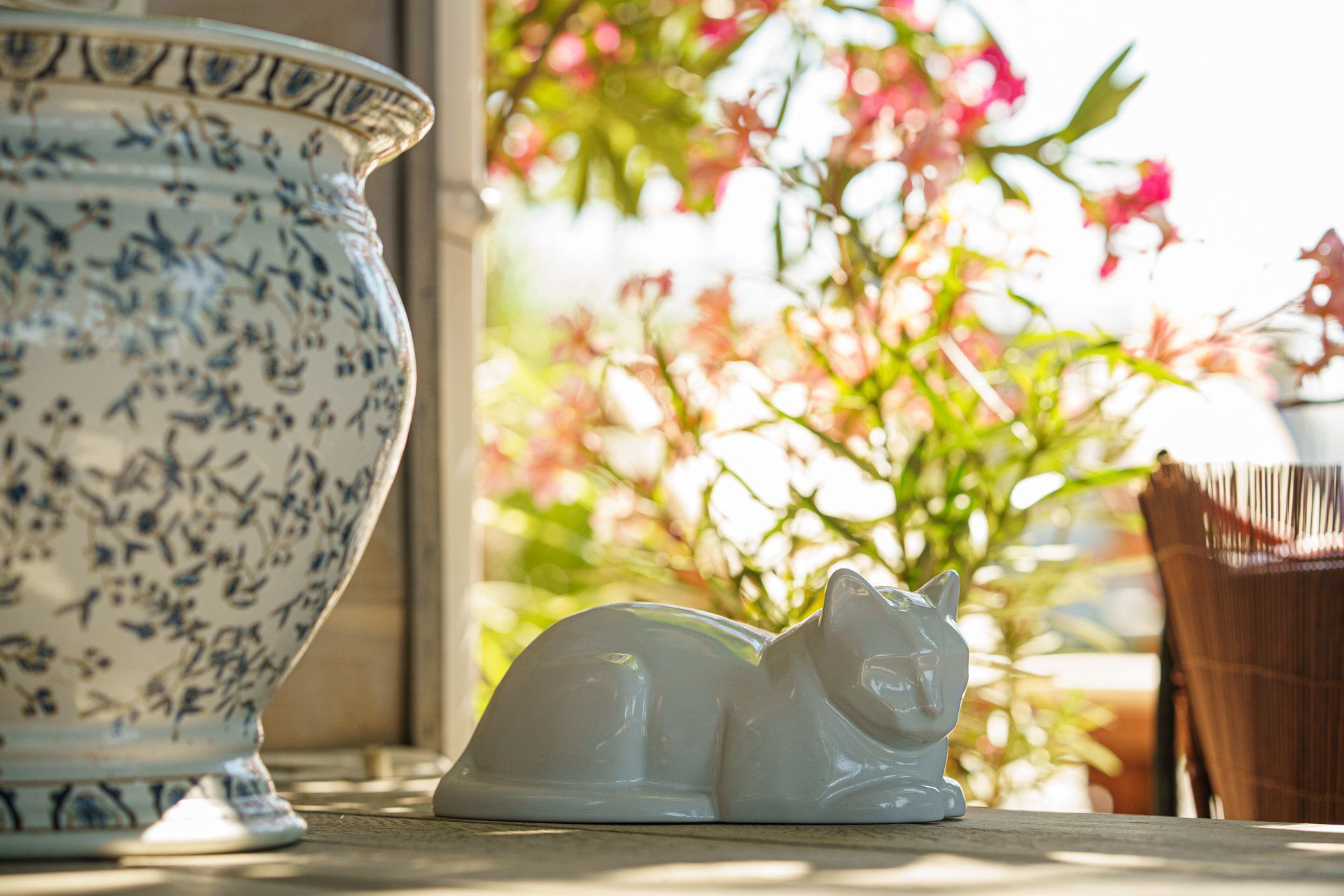 Cat Cremation Urn for Ashes - Pearly White | Ceramic | Handmade Pet Urn - Pulvis Art Urns