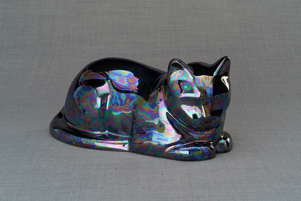 Pulvis Art Urns Pet Urn Cat Cremation Urn for Ashes - Rainbow Black | Ceramic | Handmade