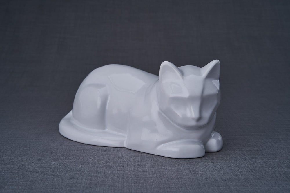 Cat Cremation Urn for Ashes - White | Ceramic | Handmade