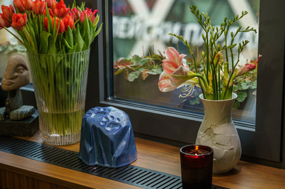 Paw Print Urn For Pet Ashes - Blue Melange | Ceramic Pet Urn - Pulvis Art Urns