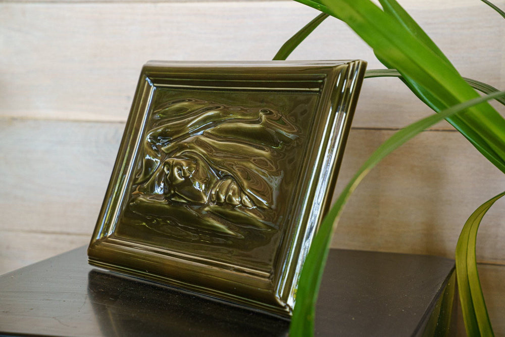 Dog Cremation Urn for Ashes - Oily Green | Ceramic | Handmade