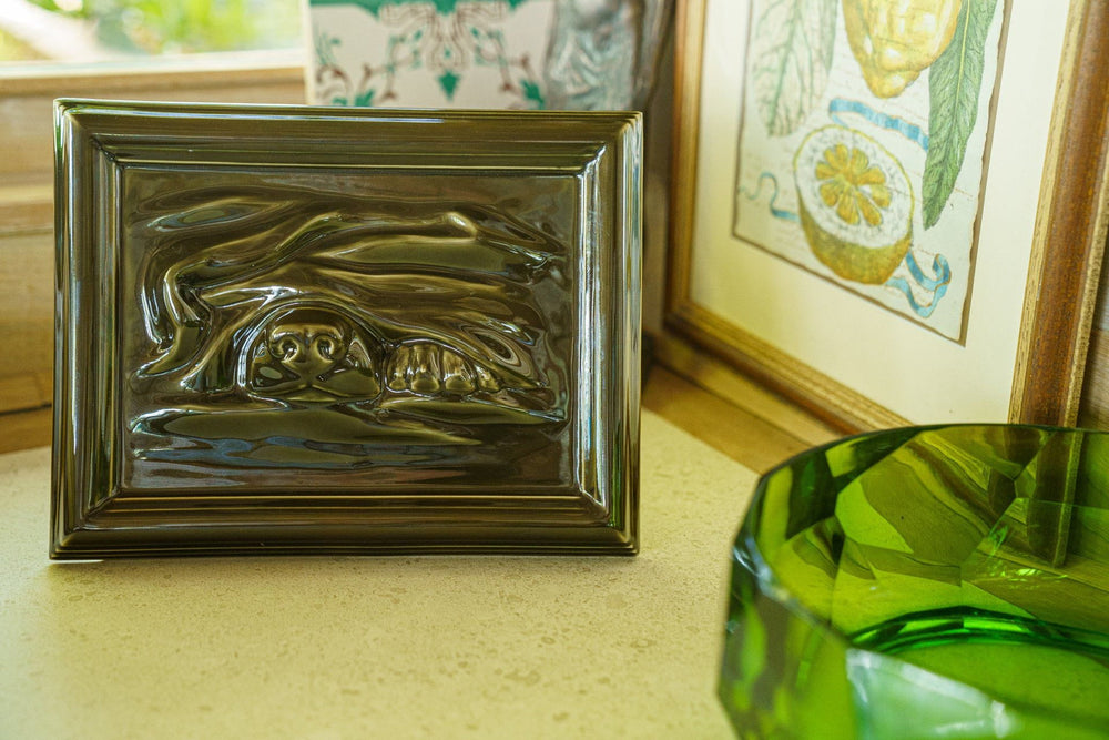 Dog Cremation Urn for Ashes - Oily Green | Ceramic | Handmade