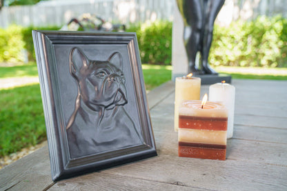 French Bulldog Pet Frame Urn - Dark Matte | Ceramic | Handmade Pet Urn - Pulvis Art Urns