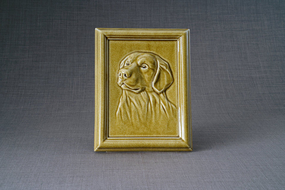 Pulvis Art Urns Pet Urn Labrador Pet Urn for Ashes - Amber Yellow | Ceramic | Handmade