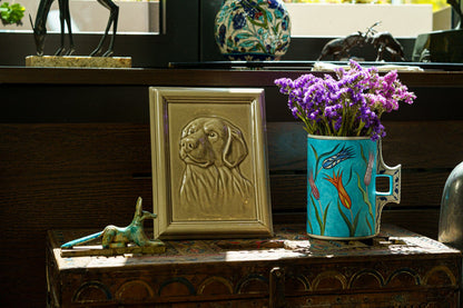 Labrador Pet Urn for Ashes - Beige Gray | Ceramic | Handmade Pet Urn - Pulvis Art Urns