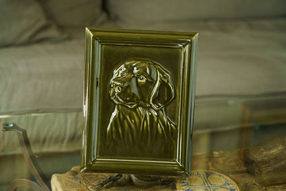 Labrador Pet Urn for Ashes - Oily Green | Ceramic | Handmade Pet Urn - Pulvis Art Urns
