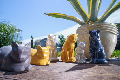 Mini Pet Urn for Ashes Neko - Amber Yellow | Ceramic | Handmade Cat Urn - Pulvis Art Urns