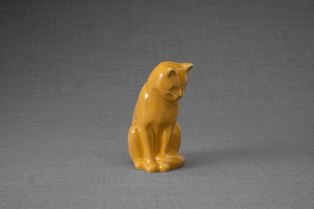 Pulvis Art Urns Pet Urn Mini Pet Urn for Ashes Neko - Amber Yellow | Ceramic | Handmade
